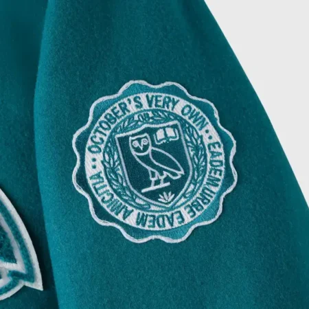 ovo university of cambridge teal blue varsity jacket
