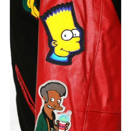 the simpsons black and red bomber varsity jacket