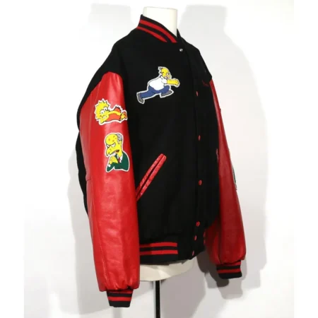 the simpsons red and black letterman jacket