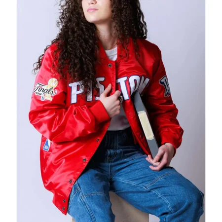 20th anniversary detroit pistons red satin jacket