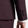 3 Piece Slim Fit Italian Burgundy Suit Mens Cuffs