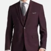 3 Piece Slim Fit Italian Burgundy Suit Mens Main
