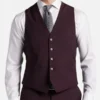 3 Piece Slim Fit Italian Burgundy Suit Mens Vest