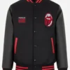 AC Milan X Rolling Stones Red And Black Letterman Varsity Jacket