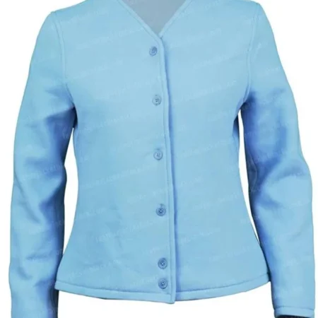 Alexandra Daddario We Have Always Lived in the Castle Constance Blackwood Blue Jacket webp