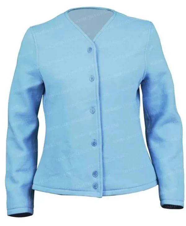 Alexandra Daddario We Have Always Lived in the Castle Constance Blackwood Blue Jacket webp