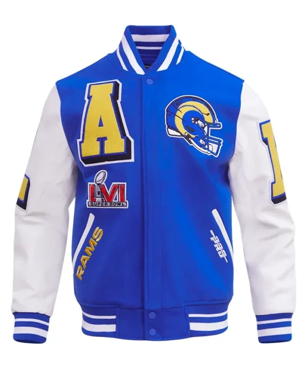 Arnold Los Angeles Rams Mashup Blue And White Wool Varsity Jacket