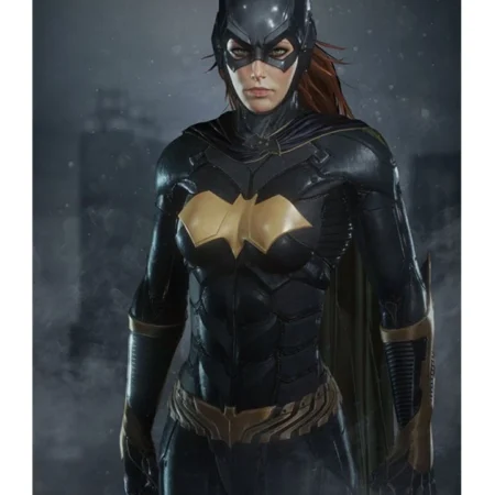 Batman Arkham Knight Batgirl Slim Fit Leather Jacket webp