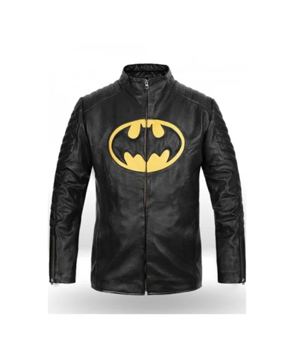 Batman Bruce Wayne Lego Black and Yellow PU Leather Jacket webp
