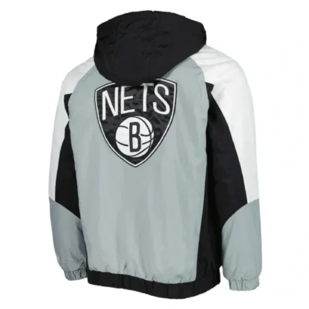 BlackGray Brooklyn Nets Body Check Half Zip Hoodie Jacket