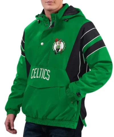 Boston Celtics Home Team Kelly Green Half Zip Hoodie Jacket 600x729