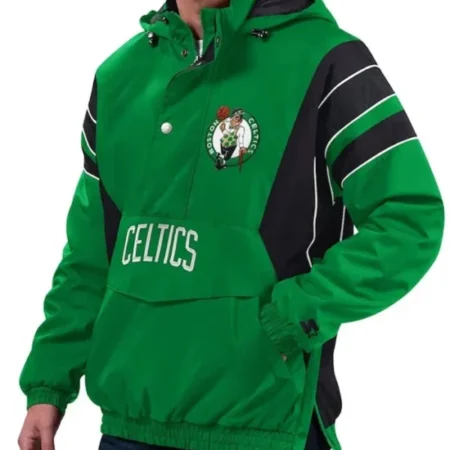 Boston Celtics Home Team Kelly Green Half Zip Hoodie Jacket