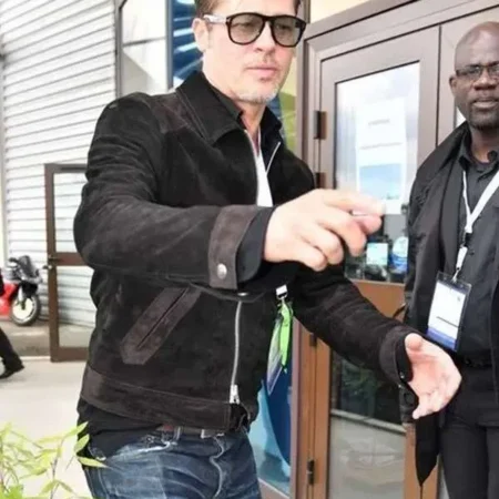 Brad Pitt F1 2025 Black Suede Leather Jacket