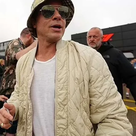 Brad Pitt F1 Off White Bomber Jacket