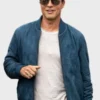 Brad Pitt Formula 1 Blue Suede Leather Jacket