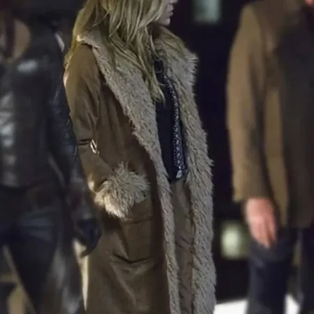 Caity Lotz TV Series Legends of Tomorrow Sara Lance Brown Fur Coat webp
