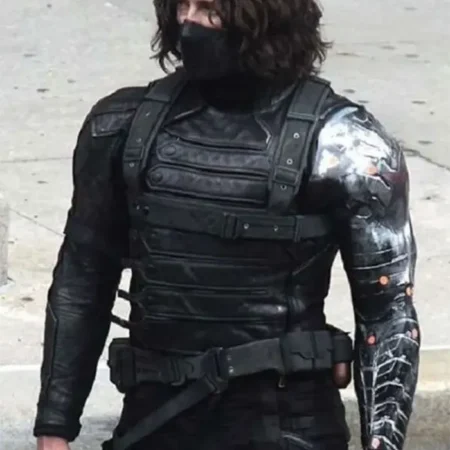 Captain America The Winter Soldier Bucky Barnes Leather Jacket webp