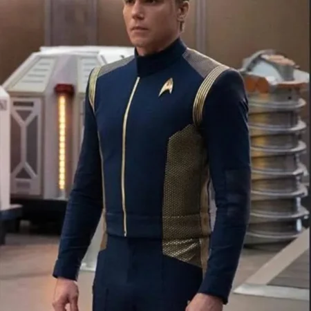 Captain Christopher Pike Star Trek Discovery Blue Jacket webp