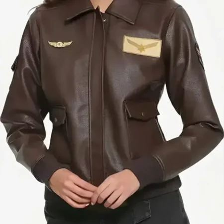 Captain Marvel Carol Danvers Flight Bomber Brown Jacket webp