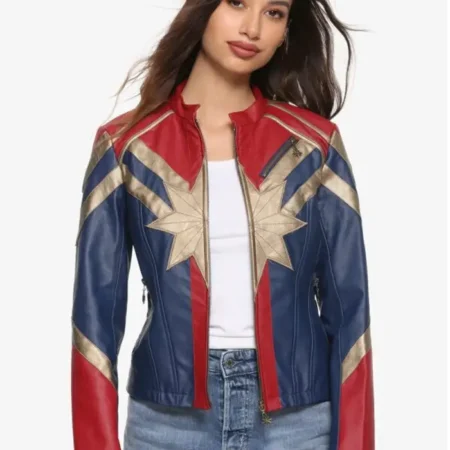 Captain Marvel Carol Danvers Red And Blue Jacket webp