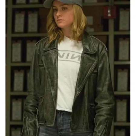 Carol Danvers Captain Marvel Green Leather Jacket webp