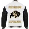 Colorado Buffaloes White Letterman Jacket Back