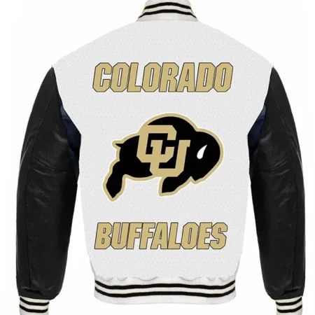 Colorado Buffaloes White Letterman Jacket Back