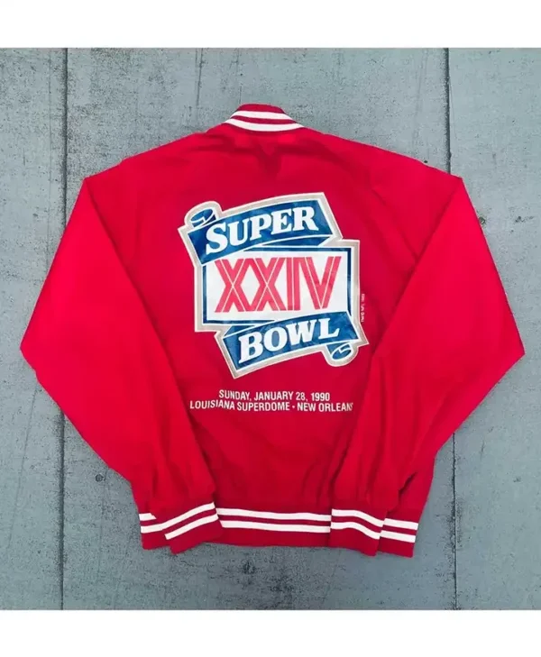 Curry San Francisco 49ers 1989 Super Bowl XXIV Red Varsity Jacket Back
