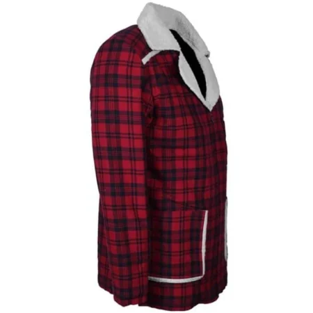 Deadpool Wade Wilson Flannel Red Checkered Shearling Coat webp