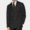 Double Breasted Mens Black And White Pinstripe Suit Main