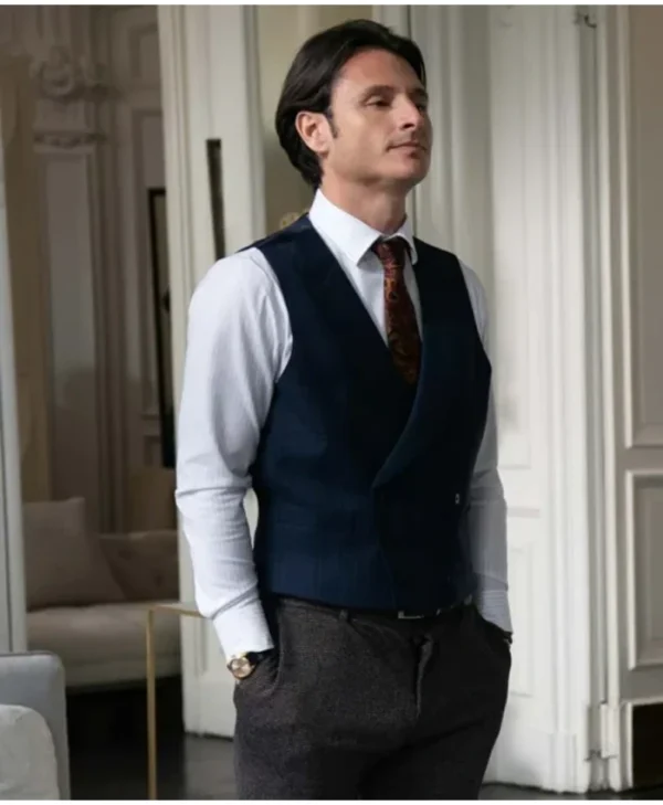 Emily In Paris Mathieu Cadault Blue Vest webp