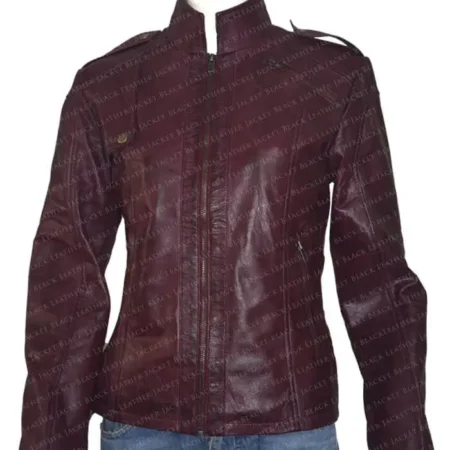 Erin Lindsay TV Series Chicago PD Sophia Bush Maroon Leather Jacket webp