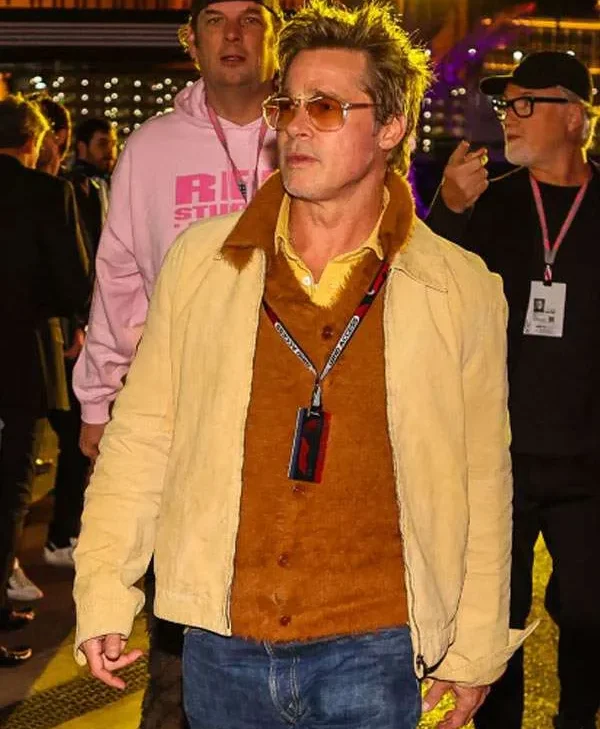 F1 Premiere Night 2025 Brad Pitt Yellow Cotton Jacket