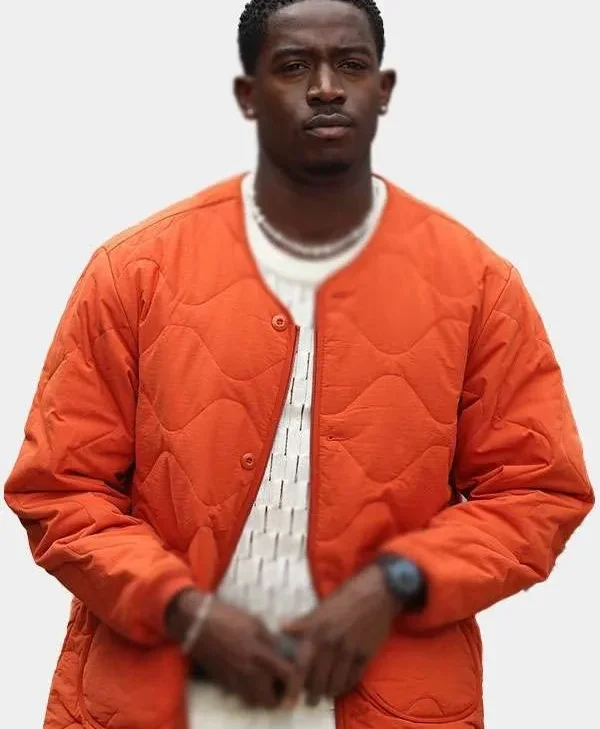 F1 The Movie 2025 Joshua Pearce Orange Quilted Jacket