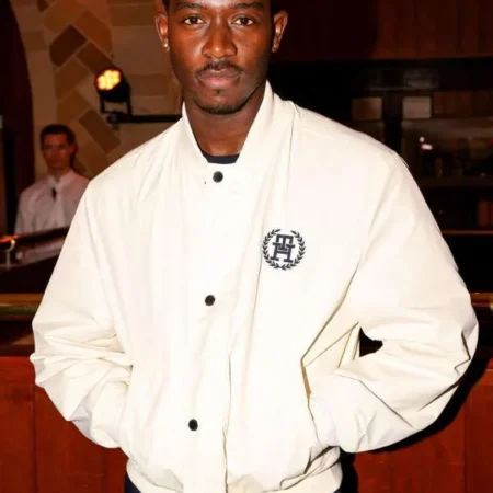 F1 The Movie 2025 Joshua Pearce White Bomber Jacket