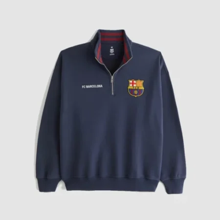 FC Barcelona Graphic Half Zip Sweatshirt Navy Blue