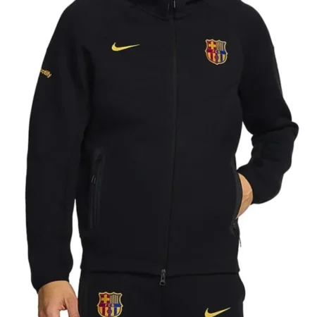 Fc Barcelona Tech Black Fleece Jacket