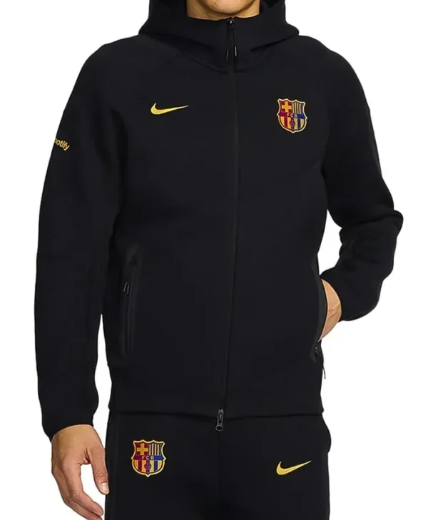 Fc Barcelona Tech Black Fleece Jacket