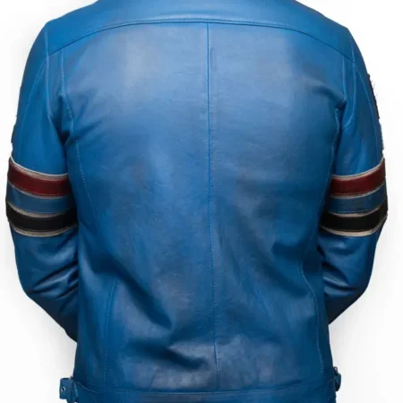 Ford Mustang Shelby Leather Blue Jacket Back