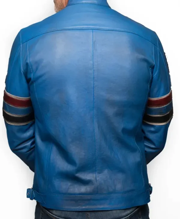 Ford Mustang Shelby Leather Blue Jacket Back