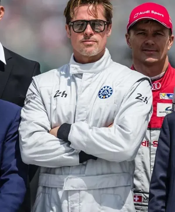 Formula One Movie Brad Pitt White Jumpsuit