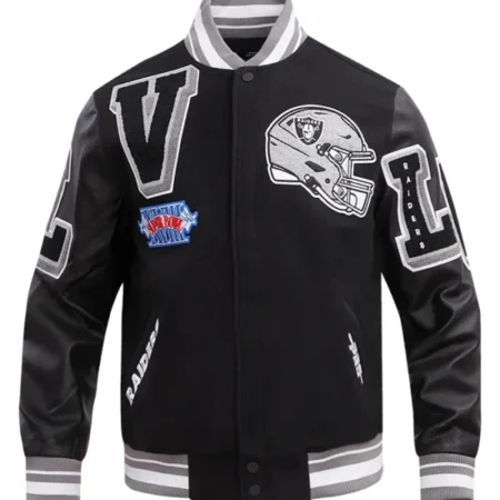 Freddy Las Vegas Raiders Mash Up Wool Varsity Jacket