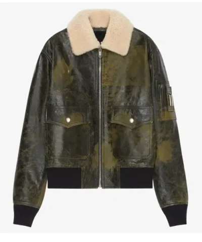 Frenton Aviator Naval Green Leather Jacket