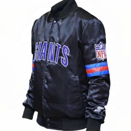 Giants Black Satin Bomber Jacket Main side