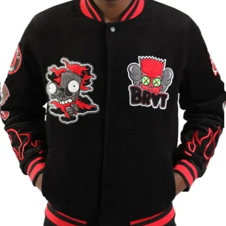 Hudson Bart Simpson Black Varsity Jacket