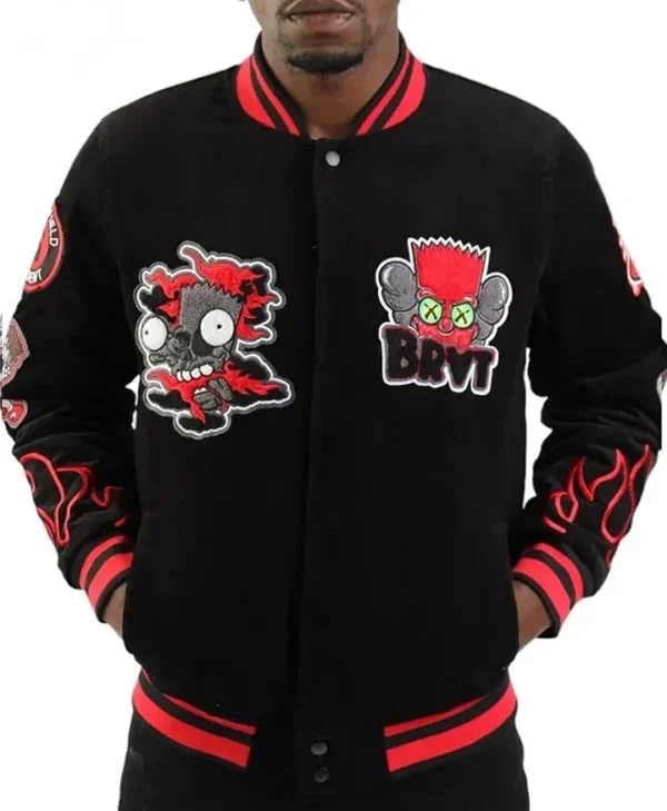 Hudson Bart Simpson Black Varsity Jacket