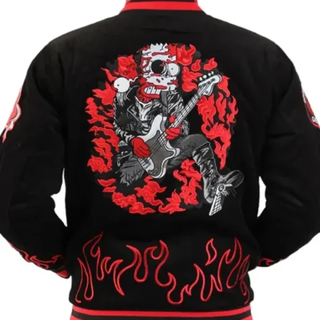 Hudson Bart Simpson Black Varsity Jacket Back