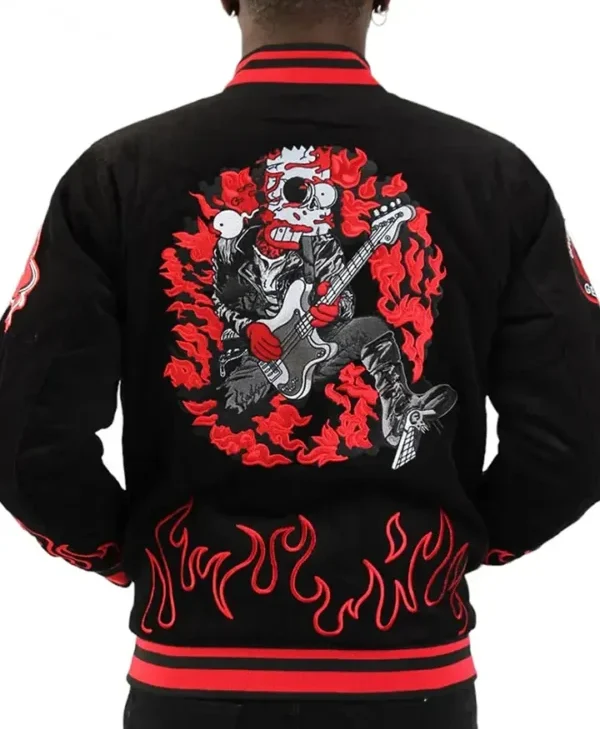 Hudson Bart Simpson Black Varsity Jacket Back