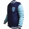 Jedidiah Goodacre Descendants Blue Wool Varsity Jacket side