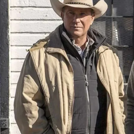 John Dutton TV Series Yellowstone Kevin Costner Western Cotton Beige Jacket webp